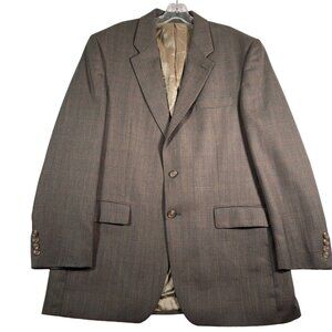 Lauren Ralph Lauren Men Blazer 42L Brown Windowpane Plaid Wool Sport Coat Jacket